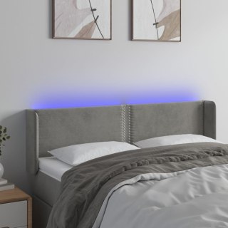 Zagłówek do łóżka z LED, jasnoszary, 147x16x78/88 cm, aksamit