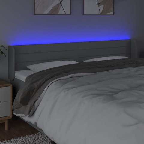 Zagłówek do łóżka z LED, jasnoszary, 203x16x78/88 cm, tkanina