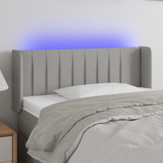 Zagłówek do łóżka z LED, jasnoszary, 83x16x78/88 cm, tkanina