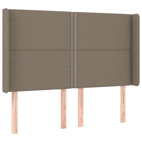 Zagłówek do łóżka z LED, taupe, 147x16x118/128 cm, tkanina