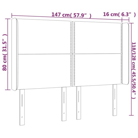 Zagłówek do łóżka z LED, taupe, 147x16x118/128 cm, tkanina