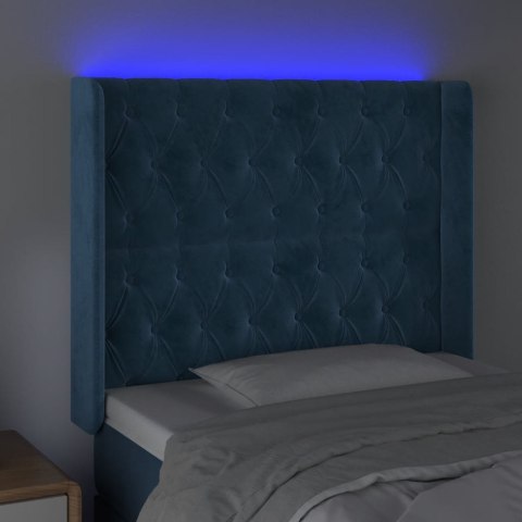 Zagłówek do łóżka z LED ciemnoniebieski, 103x16x118/128 cm