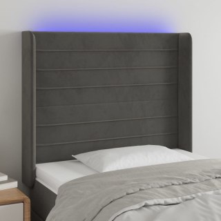 Zagłówek do łóżka z LED, ciemnoszary, 83x16x118/128 cm, aksamit