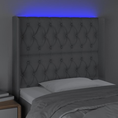 Zagłówek do łóżka z LED, jasnoszary, 103x16x118/128 cm, tkanina