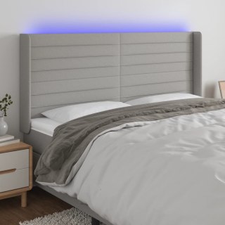 Zagłówek do łóżka z LED, jasnoszary, 203x16x118/128 cm, tkanina