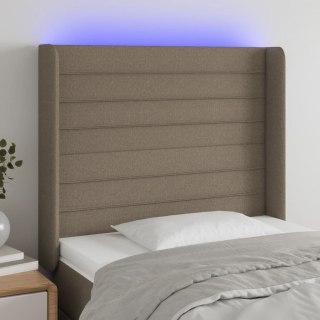 Zagłówek do łóżka z LED, taupe, 103x16x118/128 cm, tkanina