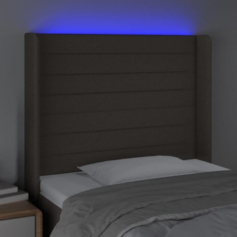 Zagłówek do łóżka z LED, taupe, 103x16x118/128 cm, tkanina