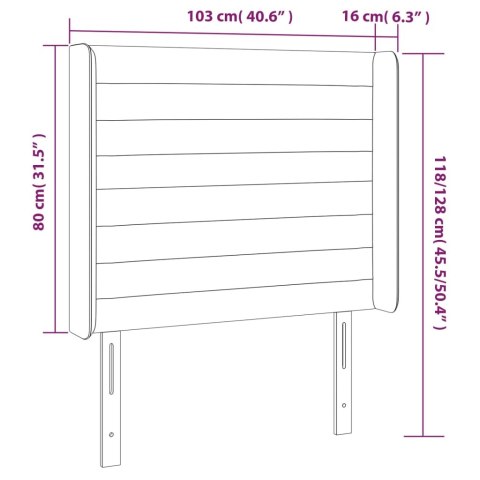 Zagłówek do łóżka z LED, taupe, 103x16x118/128 cm, tkanina