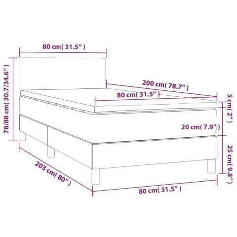 Łóżko kontynentalne z materacem i LED, biała ekoskóra 80x200 cm