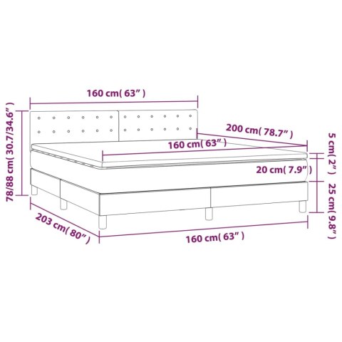 Łóżko kontynentalne z materacem i LED czarna ekoskóra 160x200cm