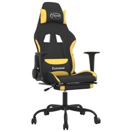 Fotel gamingowy z podnóżkiem, czarno-żółty, tkanina