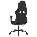 Fotel gamingowy z podnóżkiem, czarno-biały, tkanina