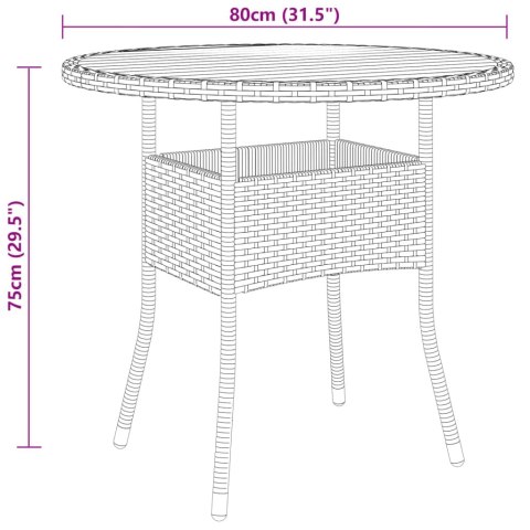 Stolik ogrodowy, Ø80x75 cm, drewno akacjowe i rattan PE, czarny