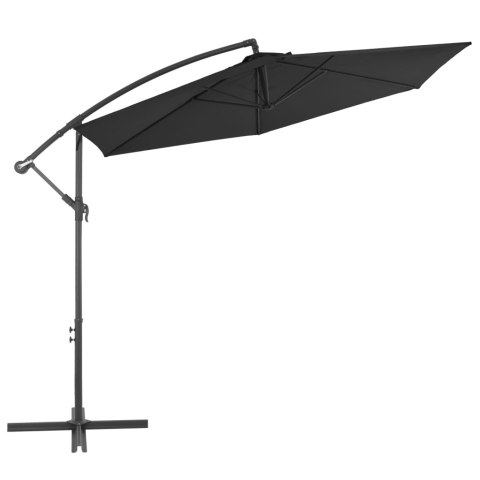 Parasol wiszący z aluminiowym słupkiem, 300 cm, czarny