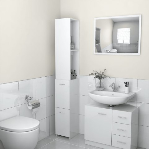 Szafka łazienkowa, wysoki połysk, biała, 25x26,5x170 cm