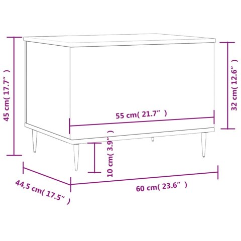 Stolik kawowy, biały 60x44,5x45 cm, materiał drewnopochodny