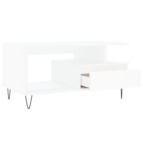 Stolik kawowy, biały 90x49x45 cm, materiał drewnopochodny