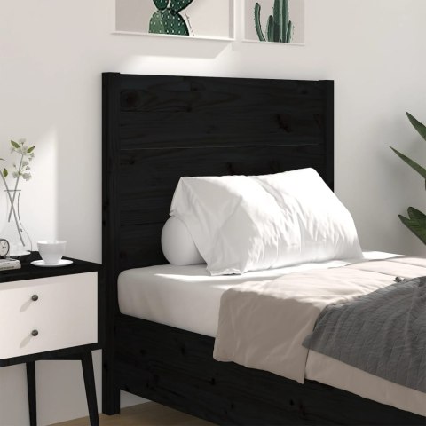 Wezgłowie łóżka, czarne, 96x4x100 cm, lite drewno sosnowe