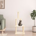 Drapak dla kota z sizalowymi słupkami, kremowy, 111 cm