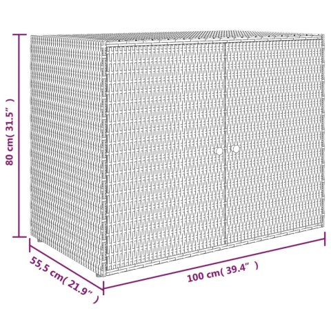 Szafka ogrodowa, szara, 100x55,5x80 cm, rattan PE