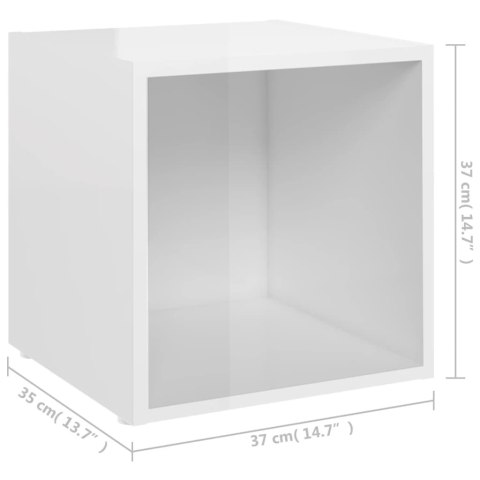 Szafki pod TV, 2 szt., wysoki połysk, białe, 37x35x37 cm, płyta