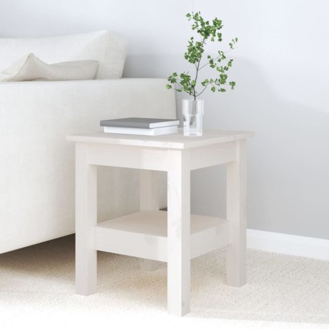 Stolik kawowy, biały, 35x35x40 cm, lite drewno sosnowe