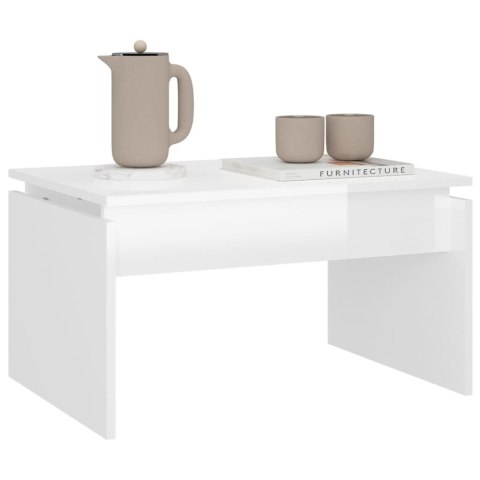 Stolik kawowy, biały, wysoki połysk, 68x50x38 cm, płyta wiórowa