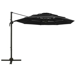 4-poziomowy parasol na aluminiowym słupku, czarny, 3x3 m