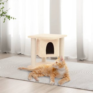 Drapak dla kota z sizalowymi słupkami, kremowy, 37 cm