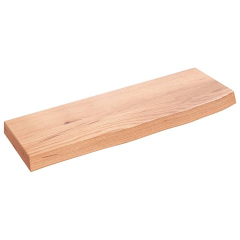Półka, jasnobrązowa, 60x20x4 cm, lakierowane lite drewno dębowe