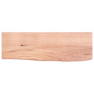 Półka, jasnobrązowa, 60x20x4 cm, lakierowane lite drewno dębowe