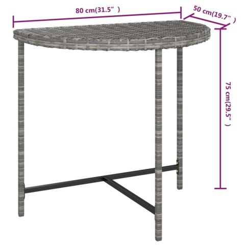 Stolik ogrodowy, szary, 80x50x75 cm, rattan PE