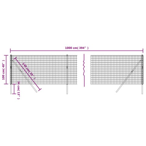 Ogrodzenie z siatki drucianej, antracytowe, 1x10 m