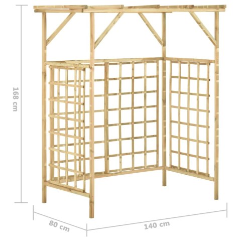 Pergola na dwa kosze na śmieci, impregnowane drewno sosnowe