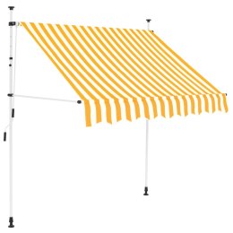 Markiza zwijana ręcznie, 150 cm, pomarańczowo-białe pasy