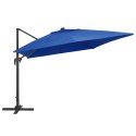 Parasol z LED i aluminiowym słupkiem, 400x300 cm, lazurowy