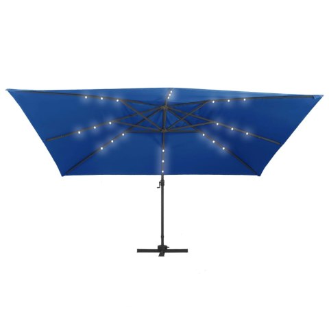 Parasol z LED i aluminiowym słupkiem, 400x300 cm, lazurowy