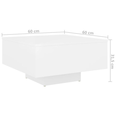 Stolik kawowy, biały, 60x60x31,5 cm, płyta wiórowa