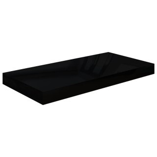 Półka ścienna, wysoki połysk, czarna, 50x23x3,8 cm, MDF