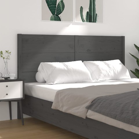 Wezgłowie łóżka, szare, 126x4x100 cm, lite drewno sosnowe