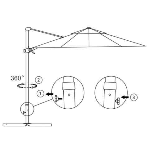 Parasol wiszący z aluminiowym słupkiem, 300 cm, zielony