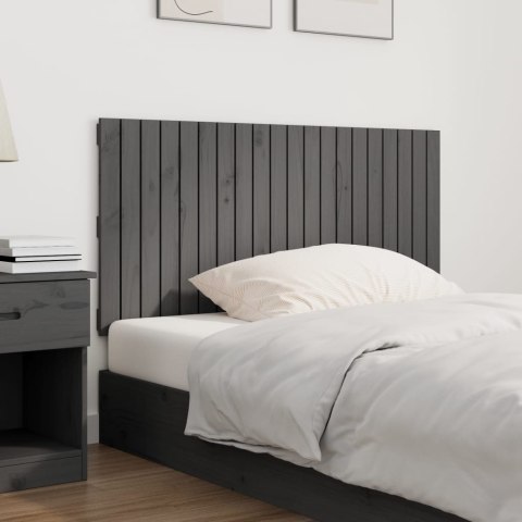 Wezgłowie łóżka, szare, 127,5x3x60 cm, lite drewno sosnowe
