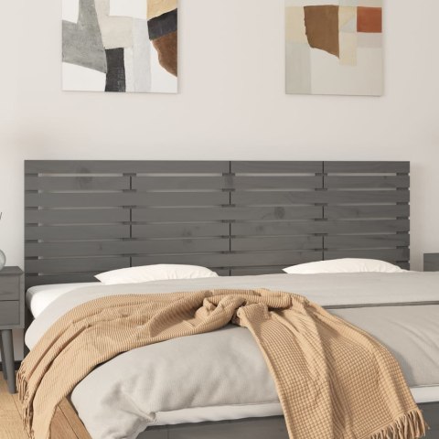 Wezgłowie łóżka, szare, 166x3x63 cm, lite drewno sosnowe
