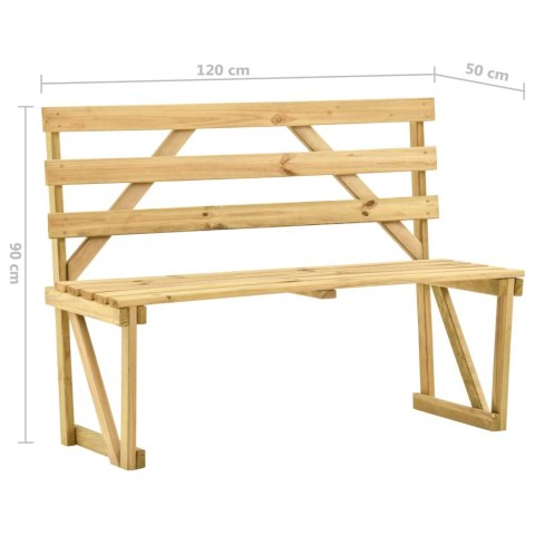 Ławka ogrodowa, 120 cm, impregnowane drewno sosnowe