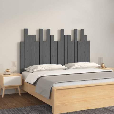 Wezgłowie łóżka, szare, 127,5x3x80 cm, lite drewno sosnowe