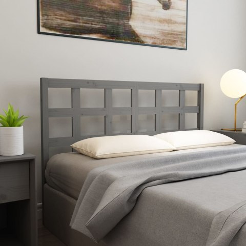 Wezgłowie łóżka, szare, 156x4x100 cm, lite drewno sosnowe