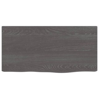 Półka, ciemnobrązowa, 40x20x6 cm, wykończone lite drewno dębowe