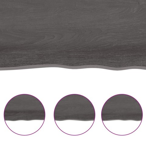 Półka, ciemnobrązowa, 60x10x2 cm, wykończone lite drewno dębowe
