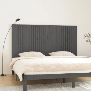 Wezgłowie łóżka, szare, 204x3x110 cm, lite drewno sosnowe
