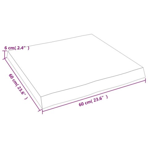 Blat, ciemnobrązowy 60x60x(2-6) cm drewno z naturalną krawędzią